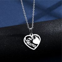 Fashion Heart-shaped Mother's Day Stainless Steel Ecklace Earrings Set main image 4