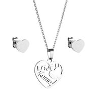 Fashion Heart-shaped Mother's Day Stainless Steel Ecklace Earrings Set main image 6