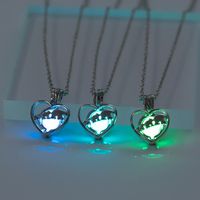 European And American Halloween Creative Heart Bear Pendant Luminous Cage Necklace main image 1