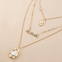 Fashion Abalone Shell Accessories Simple Multi-layer Metal Pendant Necklace Female main image 4