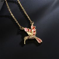 European And American New Drop Oil Bird Pendant Copper Plated Real Gold Necklace main image 3