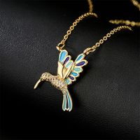 European And American New Drop Oil Bird Pendant Copper Plated Real Gold Necklace main image 4