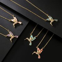 European And American New Drop Oil Bird Pendant Copper Plated Real Gold Necklace main image 5