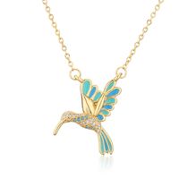 European And American New Drop Oil Bird Pendant Copper Plated Real Gold Necklace main image 6