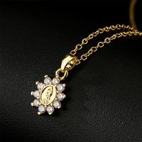 European And American Religious Jewelry Exquisite Copper Micro-inlaid Zircon Virgin Pendant Necklace main image 4