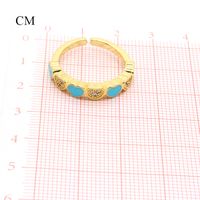 Simple Color Dripping Oil Zircon Peach Heart Open Ring Female Wholesale main image 3