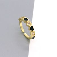 Simple Color Dripping Oil Zircon Peach Heart Open Ring Female Wholesale main image 5