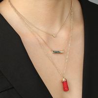 European And American Bohemian Simple Cylindrical White Coral Pendant Multilayer Necklace main image 1