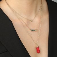 European And American Bohemian Simple Cylindrical White Coral Pendant Multilayer Necklace main image 2
