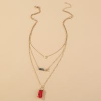 European And American Bohemian Simple Cylindrical White Coral Pendant Multilayer Necklace main image 4
