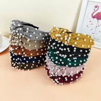New Retro Pearl Knotted Hairband Simple Wide-brimmed Hair Accessories main image 2