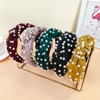 New Retro Pearl Knotted Hairband Simple Wide-brimmed Hair Accessories main image 3