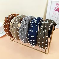 New Retro Pearl Knotted Hairband Simple Wide-brimmed Hair Accessories main image 4