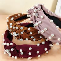 New Retro Pearl Knotted Hairband Simple Wide-brimmed Hair Accessories main image 5