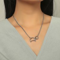 Korean Simple Fine Chain Clavicle Chain Elegant Niche Design Hollow Cat Pendant Necklace main image 1