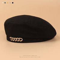 Beret  New Korean Fashion Casual Painter Hat Retro Diamond-studded Chain Beret Hat main image 3