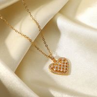 European And American 18k Gold-plated Cubic Zircon Heart Pendant Stainless Steel Necklace Jewelry main image 1