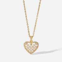 European And American 18k Gold-plated Cubic Zircon Heart Pendant Stainless Steel Necklace Jewelry main image 6