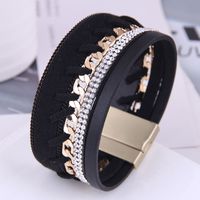 European And American Fashion Simple Diamond-studded Leather Ultra-wide Temperament Bracelet sku image 1