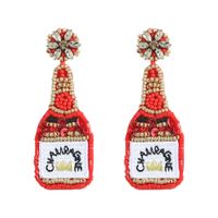 Bohemian Creative Rice Beads Wine Bottle Glass New Year Party Earrings main image 3