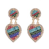 European And American Exaggerated Personality Simple Heart Shape Full Of Diamond Earrings main image 1