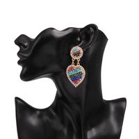 European And American Exaggerated Personality Simple Heart Shape Full Of Diamond Earrings main image 6
