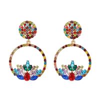 New European And American Creative Simple Geometric Round Color Diamond Earrings main image 1