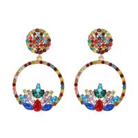 New European And American Creative Simple Geometric Round Color Diamond Earrings main image 2