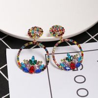 New European And American Creative Simple Geometric Round Color Diamond Earrings main image 3