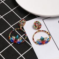 New European And American Creative Simple Geometric Round Color Diamond Earrings main image 4