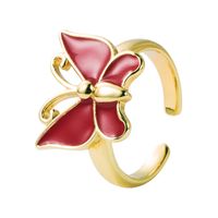 European And American Fashion Brass Real Gold-plated Oil Dripping Butterfly Shape Ring main image 6
