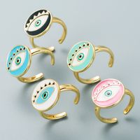 Devil's Eye Series Simple Round Color Dripping Eye Ring Hip-hop Open Ring main image 1