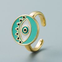 Devil's Eye Series Simple Round Color Dripping Eye Ring Hip-hop Open Ring main image 4
