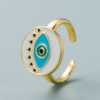 Devil's Eye Series Simple Round Color Dripping Eye Ring Hip-hop Open Ring main image 5