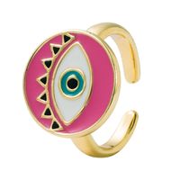 Devil's Eye Series Simple Round Color Dripping Eye Ring Hip-hop Open Ring main image 6