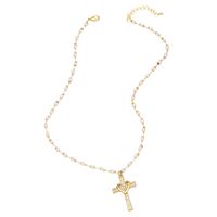 New Personality Virgin Jesus Cross Necklace Feminine Pearl Copper Clavicle Chain main image 6