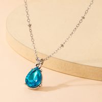 Simple Light Luxury Jewelry Imitation Sapphire Inlaid Single-layer Copper Zircon Necklace main image 4