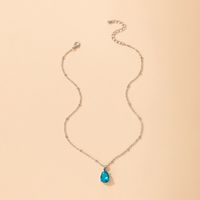Simple Light Luxury Jewelry Imitation Sapphire Inlaid Single-layer Copper Zircon Necklace main image 5