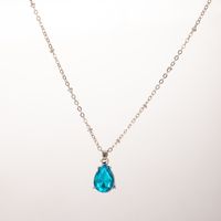 Simple Light Luxury Jewelry Imitation Sapphire Inlaid Single-layer Copper Zircon Necklace main image 6