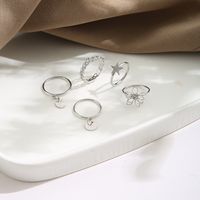 New Twist Disc Ring Wholesale Creative Simple Five-pointed Star Moon Pendant Rings 5-piece Set main image 3