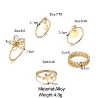 New Twist Disc Ring Wholesale Creative Simple Five-pointed Star Moon Pendant Rings 5-piece Set main image 4