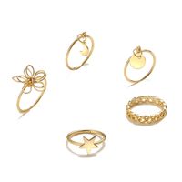 New Twist Disc Ring Wholesale Creative Simple Five-pointed Star Moon Pendant Rings 5-piece Set main image 5