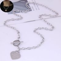 Korean Style Fashion Simple Heart Titanium Steel Short Necklace main image 3
