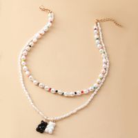 European And American Little Bear Pendant Female Pearl Beads Necklace Female main image 3
