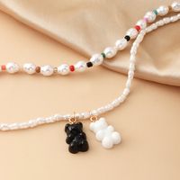 European And American Little Bear Pendant Female Pearl Beads Necklace Female main image 5