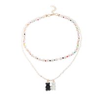 European And American Little Bear Pendant Female Pearl Beads Necklace Female main image 6