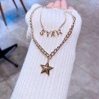 Female Double Layer Korean Fashion Metal Star Letter Star Pendant Clavicle Chain main image 1