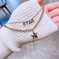 Female Double Layer Korean Fashion Metal Star Letter Star Pendant Clavicle Chain main image 3