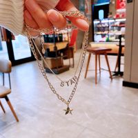 Female Double Layer Korean Fashion Metal Star Letter Star Pendant Clavicle Chain main image 4