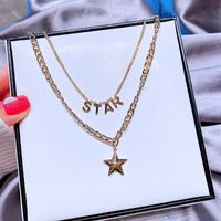 Female Double Layer Korean Fashion Metal Star Letter Star Pendant Clavicle Chain main image 5